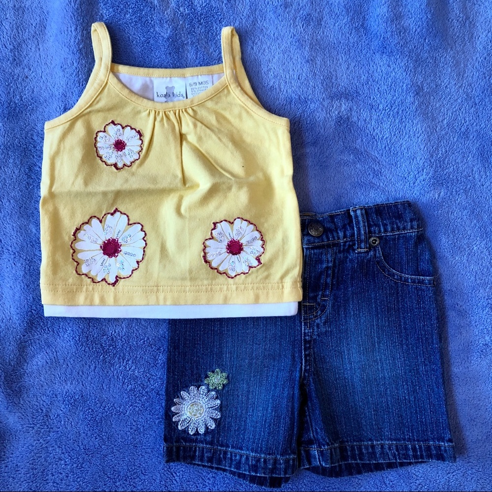 NWOT KoalaBaby Baby Girl Tank Top Jean Short set
